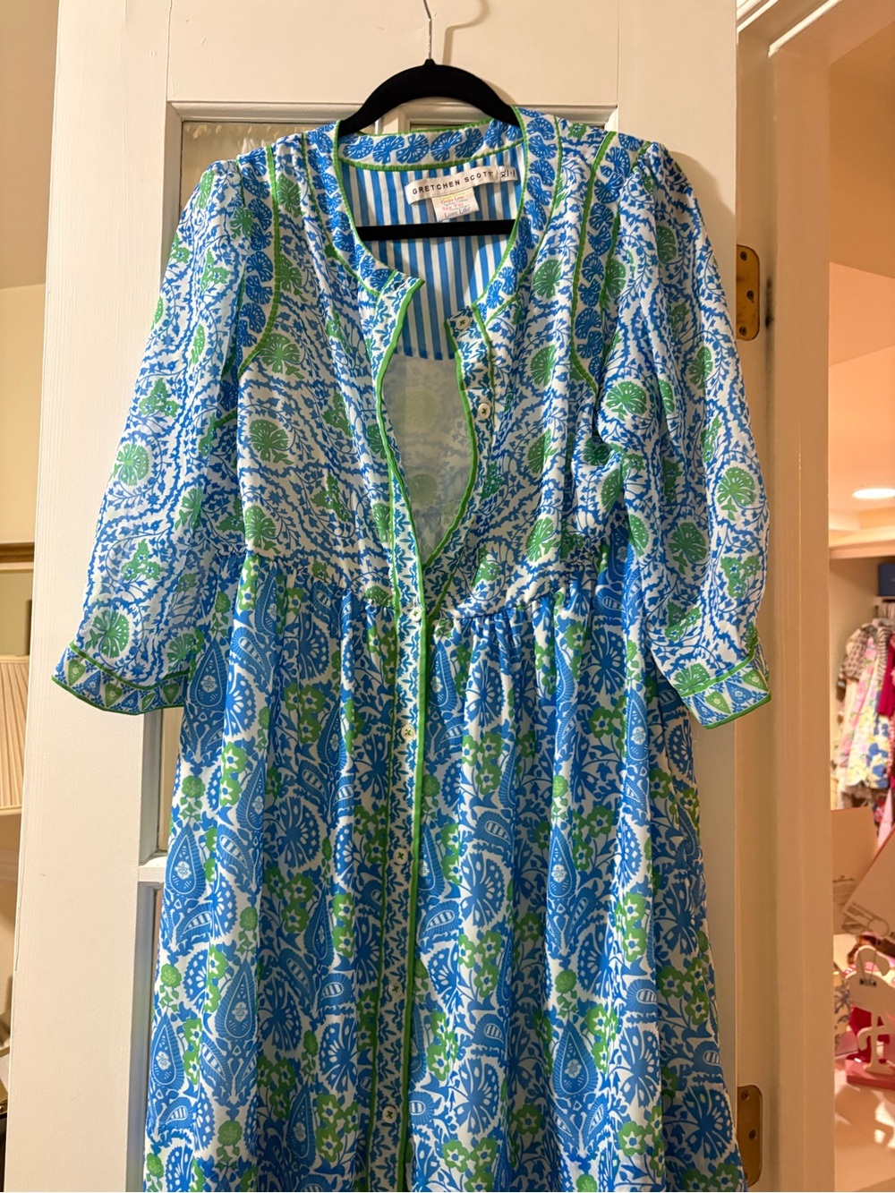 Gretchen Scott Designs Blue & Green Printed Mini Dress - Picture 4 of 8